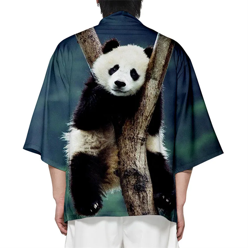 سترة كارتون باندا على الطراز الياباني كيمونو هاوري للرجال والنساء ملابس يابانية تقليدية ملابس آسيوية