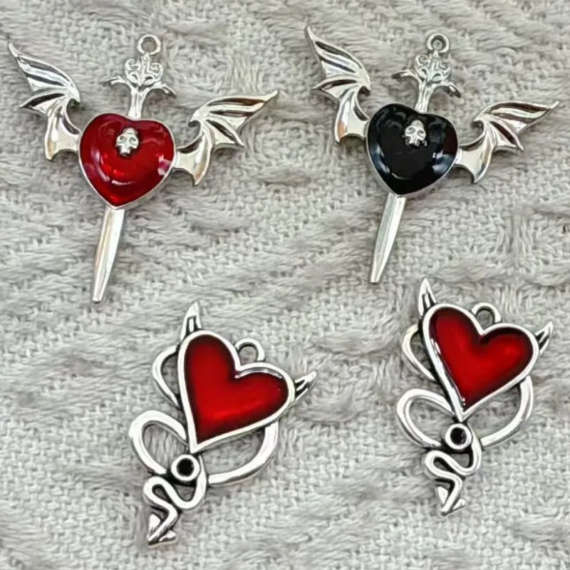 10pcs love heart Halloween Charm for Jewelry Making Enamel N
