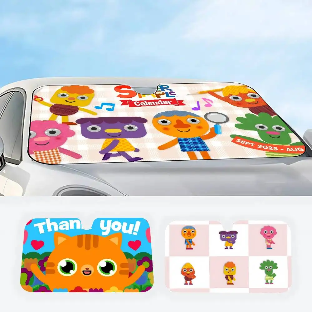 

S-Super S-Simple Song Cartoon Car Sunshade Windshield Car Accessories Auto Vehicle Protector Window Sun Visor Screen Cover Decor