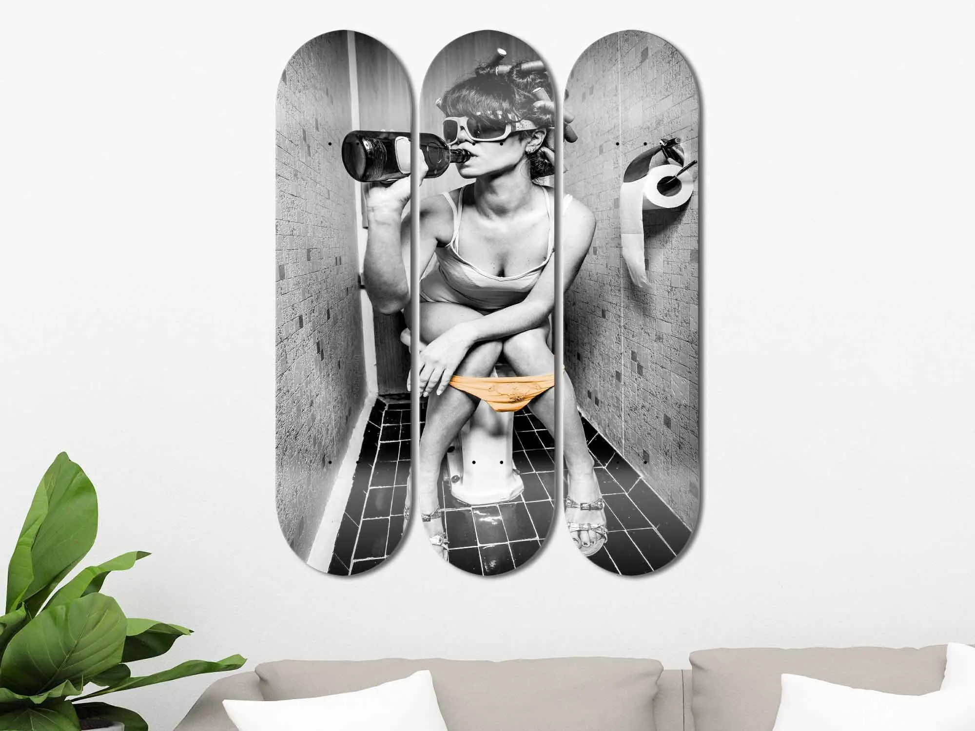 Set of 3pcs Fashion Sexy Drink Girl Skateboard Wall Art 7-layer Maple Decoration Skateboard Furnish and Decorate for Home Decor