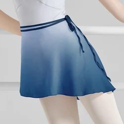 Girls Women Ballet Skirts Lace-up Dance Skirt Lyrical Chiffon Ballet Dress Gradient Color Conflict Skirts for Dancing