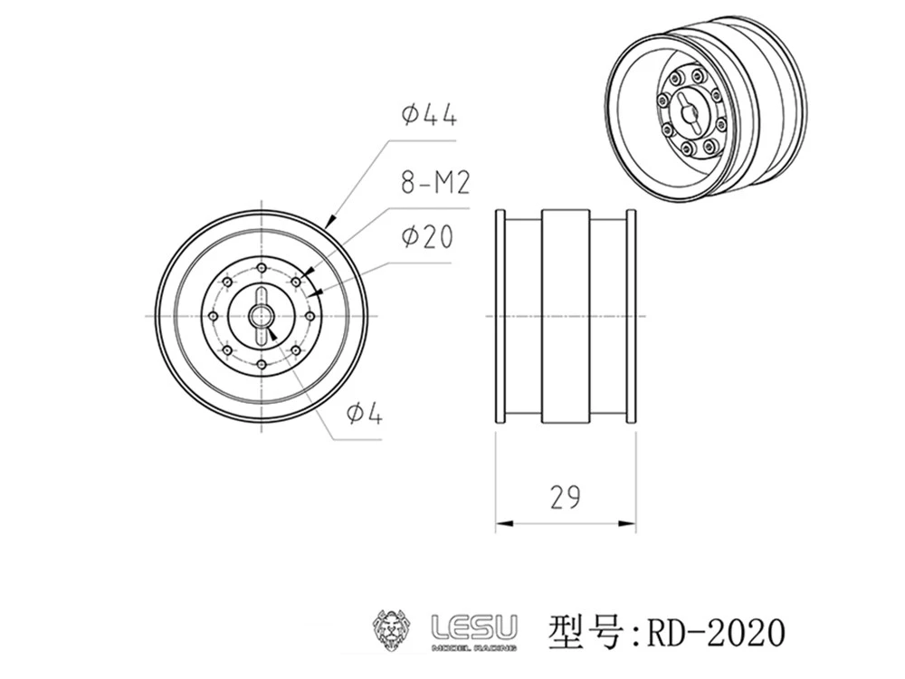 RC LESU 1/14 Reifen-Radnabe 6MDX für Tamiya Hydraulikbagger Lader Muldenkipper für SCANIA MAN VOLVO Anhänger Kipper DIY-Teile – Detail 2