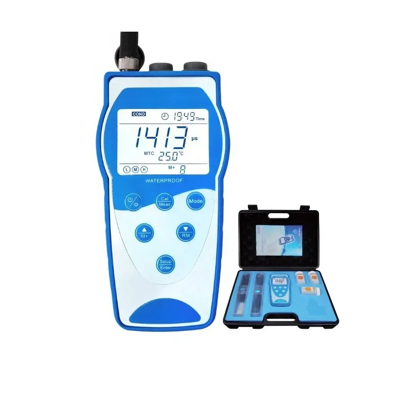 NEW Accurate Handheld Conductivity Meter Kit TDS/EC/Salinity/Resistivity Switch Display With Data Logger IP57 For Field Usage