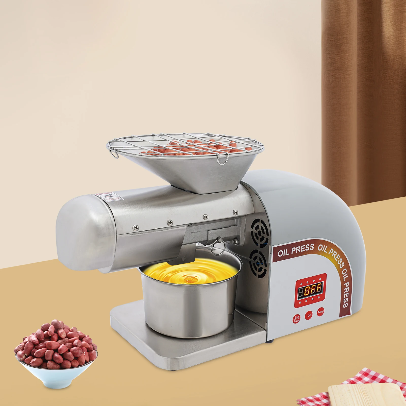 Automatic household intelligent oil press sesame peanut sunflower seed press household stainless steel oil press