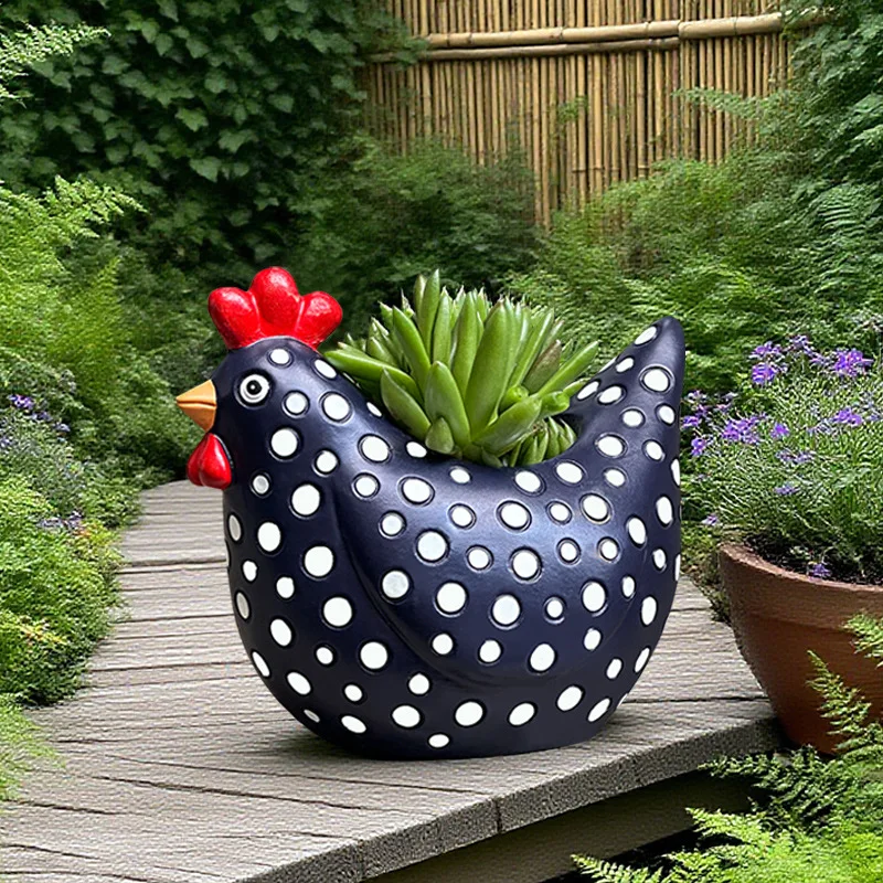 Spotted chicken flower pot ranch garden decorative flower classic funny polka dot garden decorative ornament