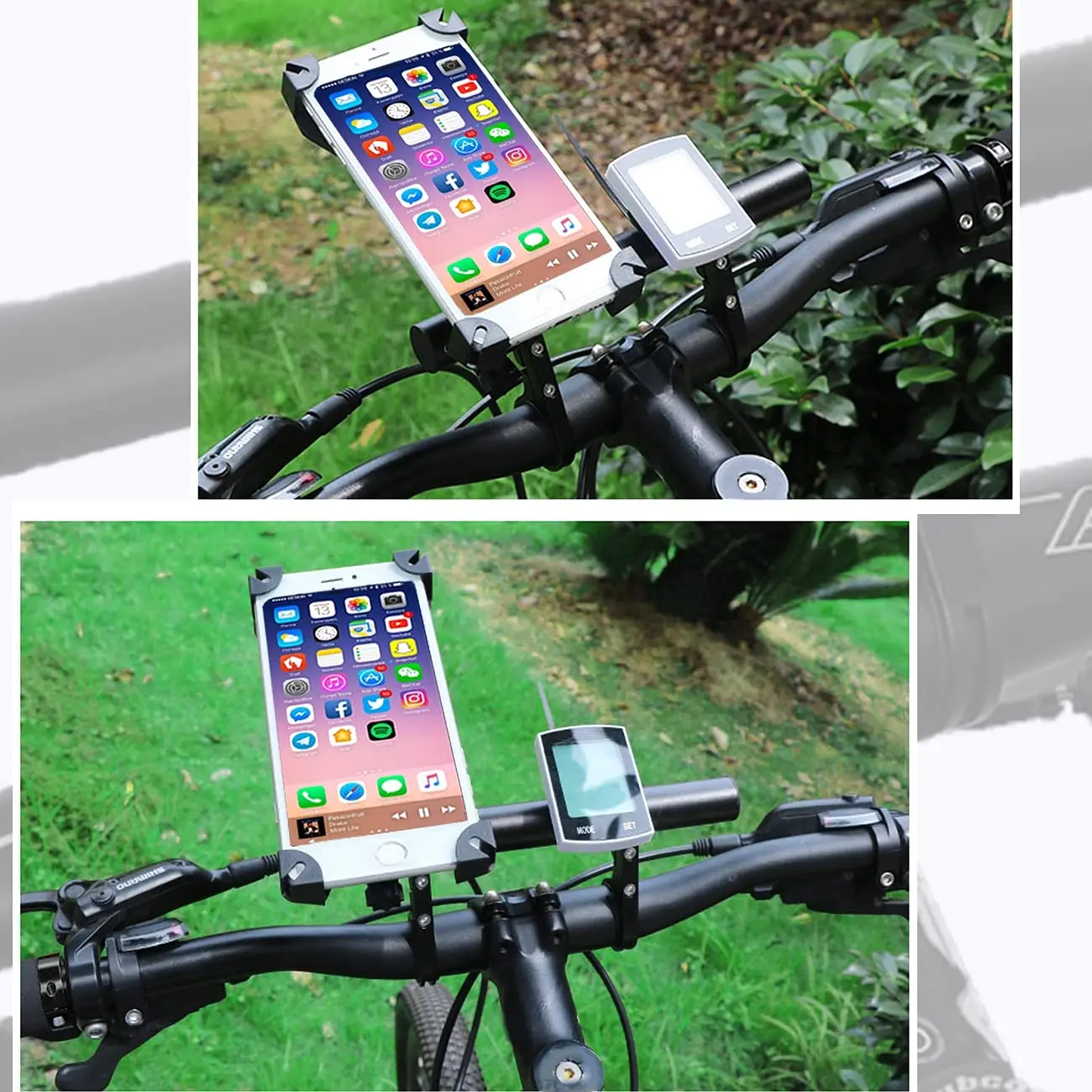 رباعية قفل دراجة دراجة المقود موسع تمديد ضوء مصباح الكمبيوتر الهاتف جبل قوس حامل #3