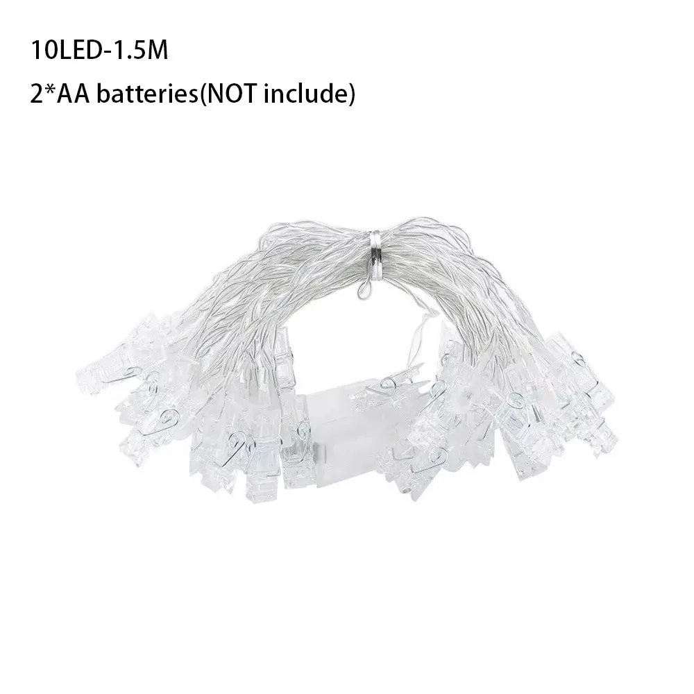 Gifts 1.5m Photo Clips String Lights 10 LED Battery-operated LED Photo Clip String Light Hanging Decorative Light
