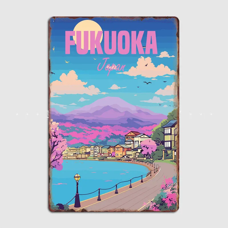 Fukuoka japan Travel Scenic Spot Poster Metal Plaque Tin Sign Home Decor Room Decoration Kitchen Wall Decor