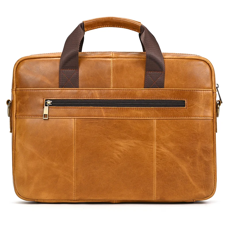 Men\'s leather briefcase business man\'s bag top layer cowhide  lawyer\'s computer bag Men\'s style large 15.6 laptop bag with strap