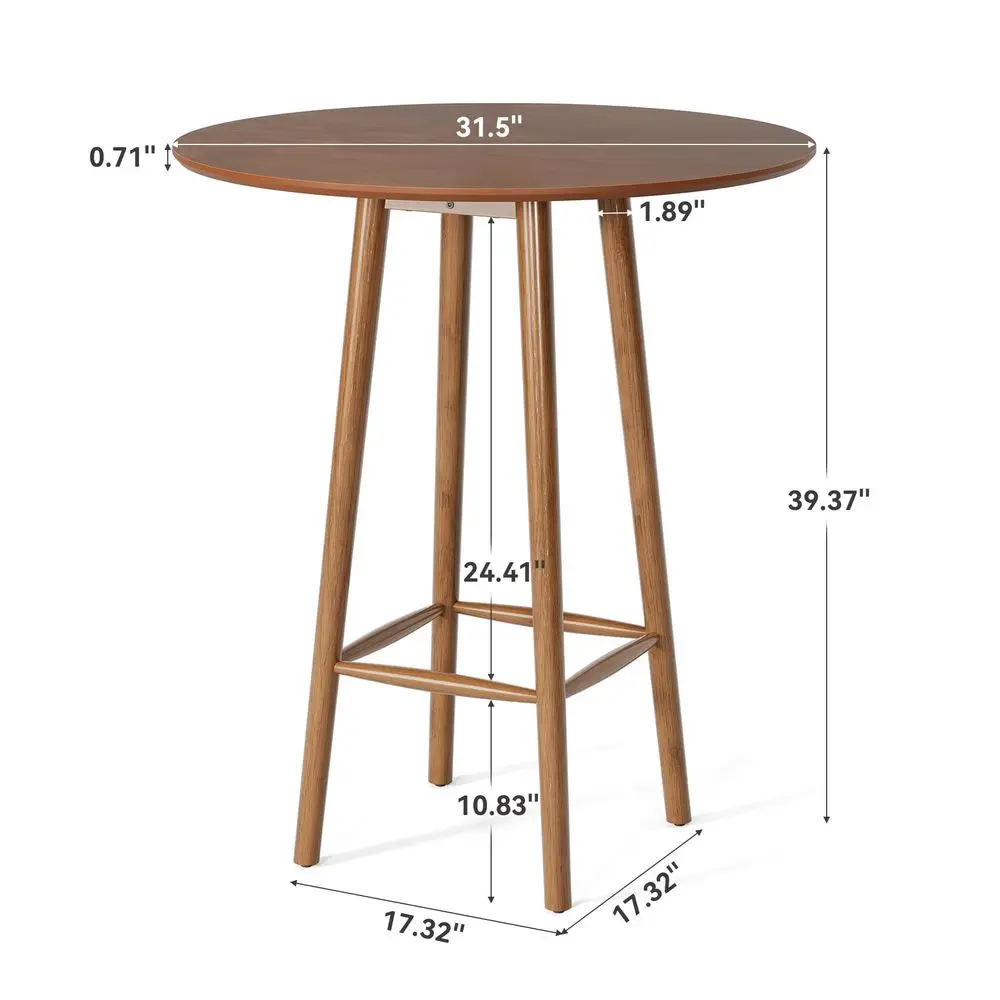 

Solid Wood Bar Table, 39.37Inch Round Bistro Table with Sturdy Frame, for Living Room, Dining Room, Small Space Rustic Walnut