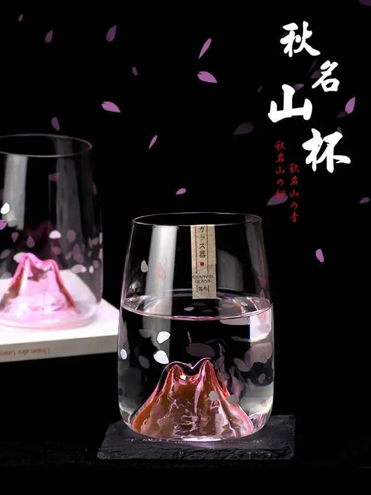 

280ml Sakura Mountain Whiskey Glass For Girls Goddess Party Glassware Drinking Wineglass Birthday Gifts Whisky Cup Water Teacup