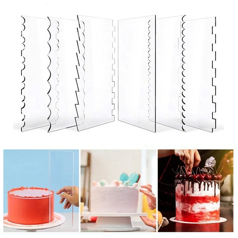 Transparent Cake Cream Scraper Cake Making Scraper Rectangular Acrylic Cake Baking Tool Cake Decorating Tools Kitchen Tools