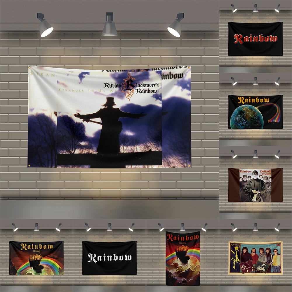 

3x5 Ft R-Rainbows Heavy Metal Band Flag Rock Music Wall Banner for Bedroom Studio Bar Concert Outdoor Decor