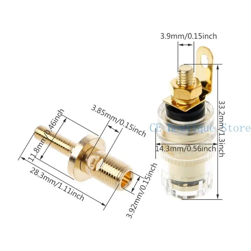 652F 2PCS 4MM BANANA FINE FINE COMP SLAD SOLDER CONNECTOR BRASS
