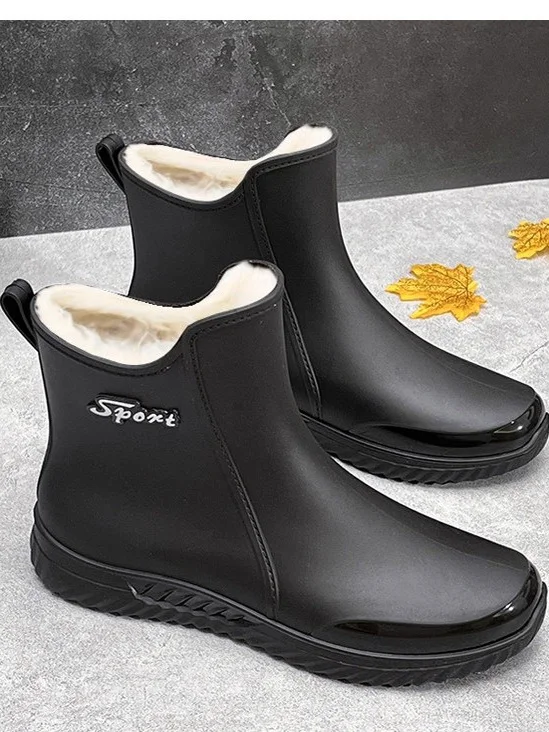 

Fashionable Mid-Calf Men's Rain Boots Anti-Slip Wear-Resistant Kitchen Work Rubber Shoes for Car Wash Fishing Labor Protectio...