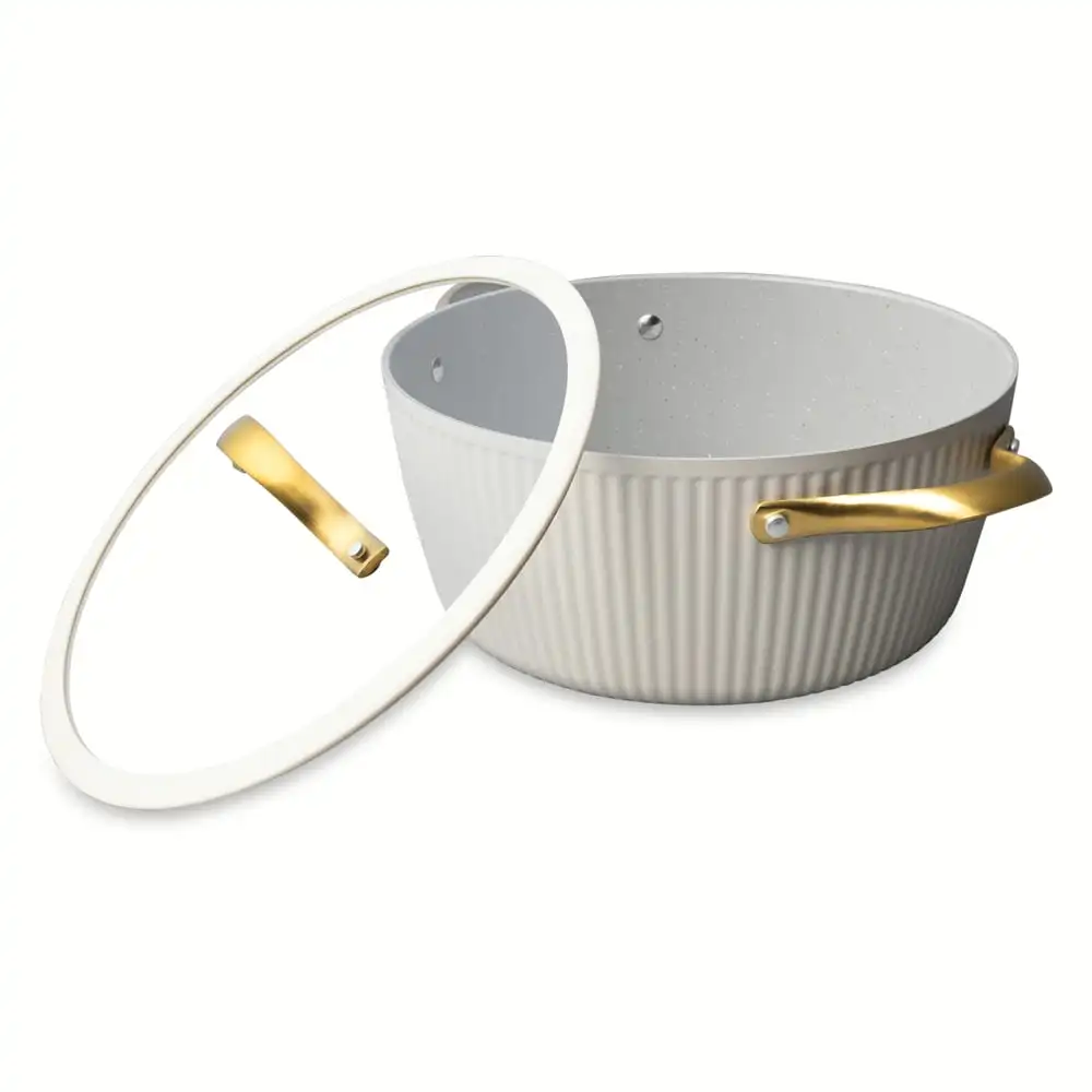

5.5 QT Non-Stick Signature Ribbed Dutch Oven - White & Gold