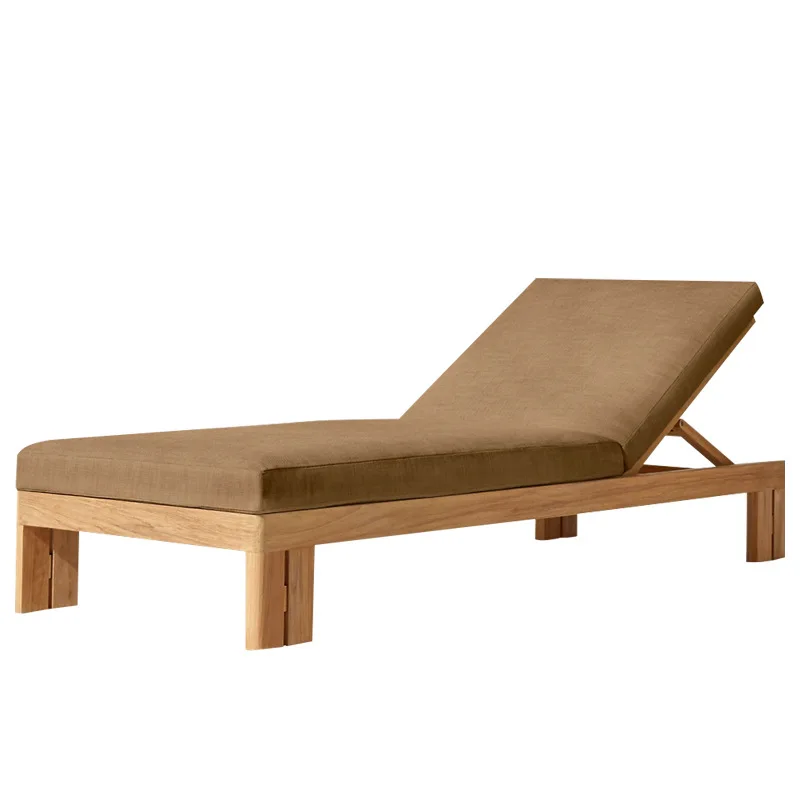 Lying bed, pool bed and breakfast terrace solid wood lounger, beach garden waterproof and sunscreen sofa bed