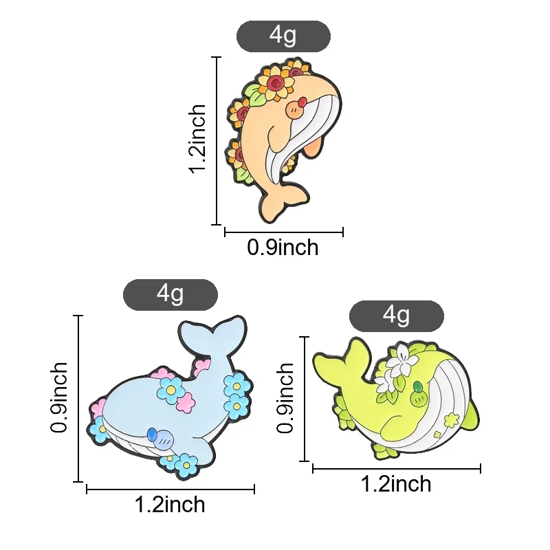 Cute Cartoon Flower Whale Enamel Pin, Funny Sea Animal Badge, Fashion Clothes and Backpacks Accessory, Gift for Ocean Lovers