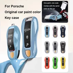 Car Key Paint Case Bordeaux Red Shell Replacement For Porsche Cayenne Mancan Panamera 911 718 Boxster Cayman Taycan 2010-2024