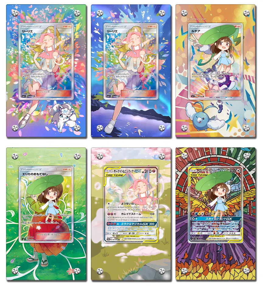 

PTCG Pokemon Anime Character Card Brick Card Display Stand DIY Acrylic Lillie Lana Brock Legendary Bird Umbreon Espeon No Card