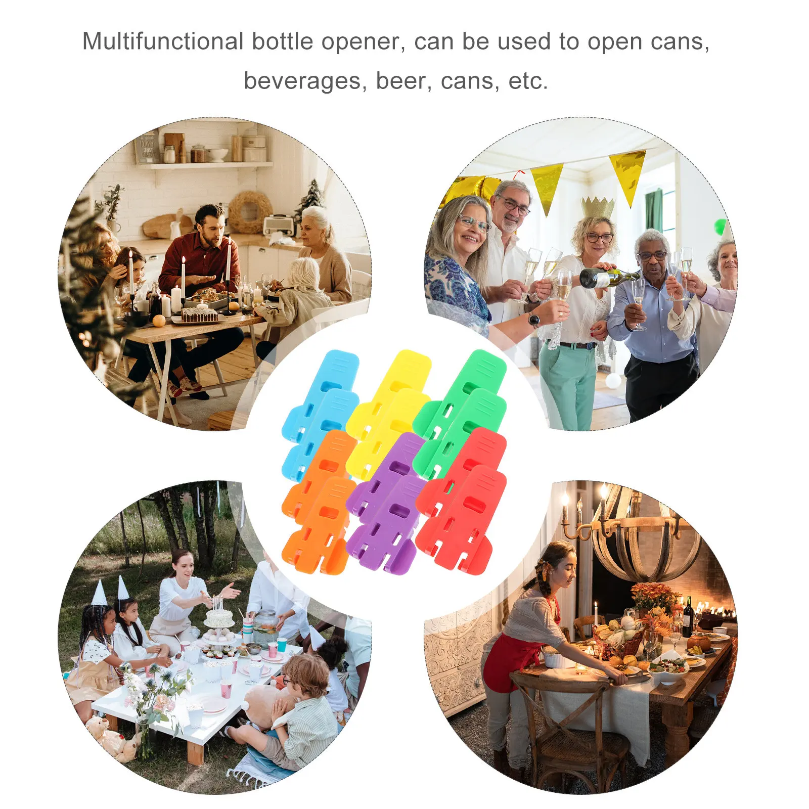 12pcs Multi-Color Handheld Can Openers for Soda Beer Pop Top Lids – Kitchen Bottle Opener Set