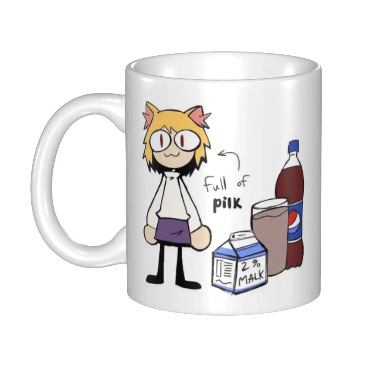Custom Neco Arc Funny Meme Mugs DIY Cartoon Animation Cat Ceramic Tea Milk Coffee Cup 3