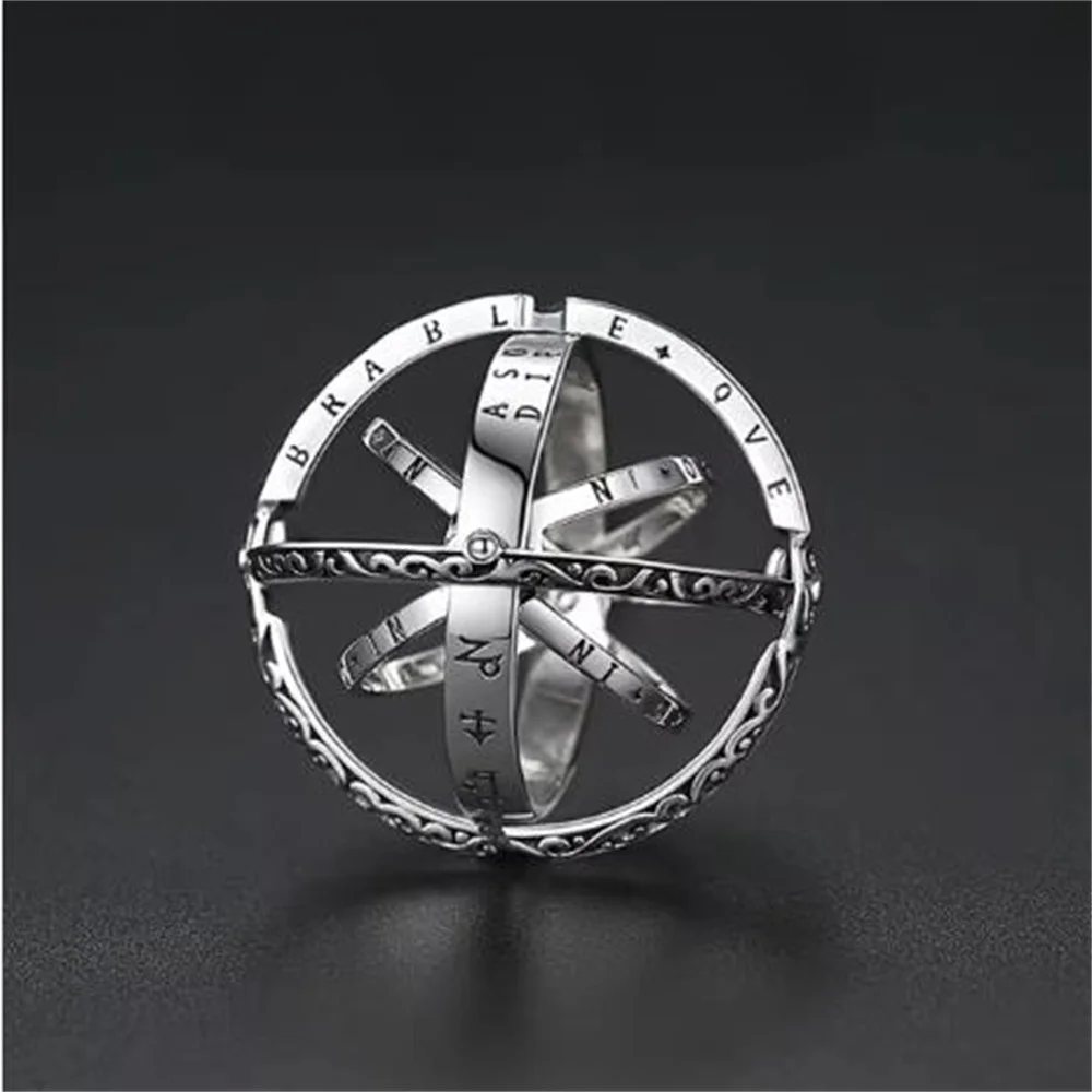 2024 New Astronomical Ball Ring Deformed Rotating Ring German Retro Ball Couple Ring Wholesale