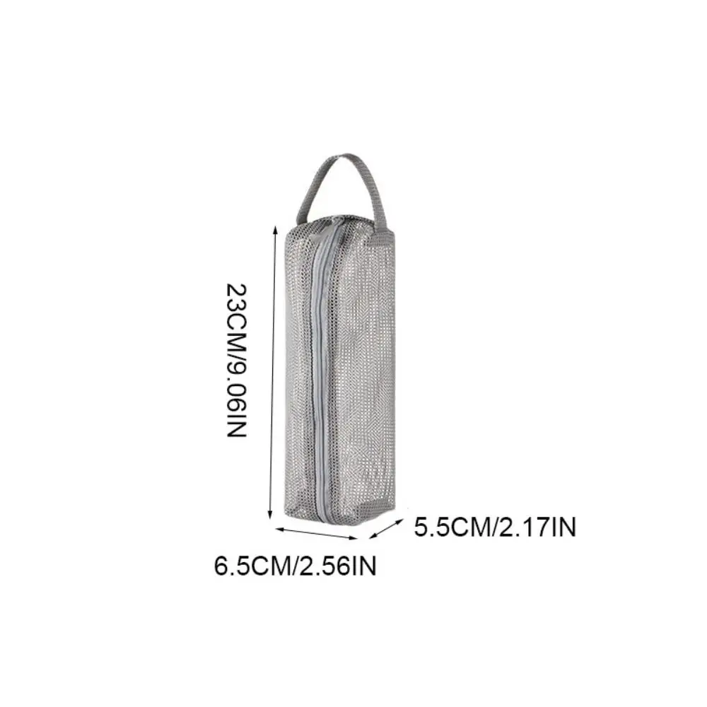 Fashion with Handy Handle Mesh Toiletry Bag Foldable Breathable Toiletry Storage Bag Quick Dry Makeup Bag Washing Handbag Travel