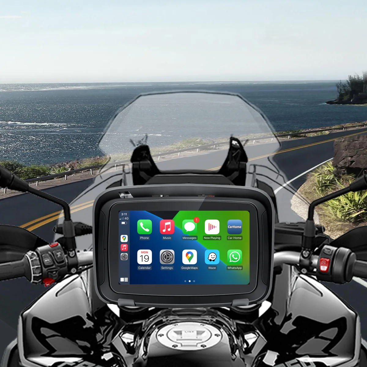 C5 C7 Inch Android Motorcycle Screen  GPS Navigation Motorcycle Waterproof Carplay Display Motorcycle Wireless Android Auto IPX7