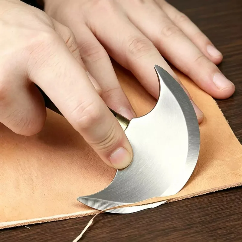 Professional Half Round Leather Cutting Knife Sharp Handmade DIY Leather Thinning Blanking Craft Tool view 2
