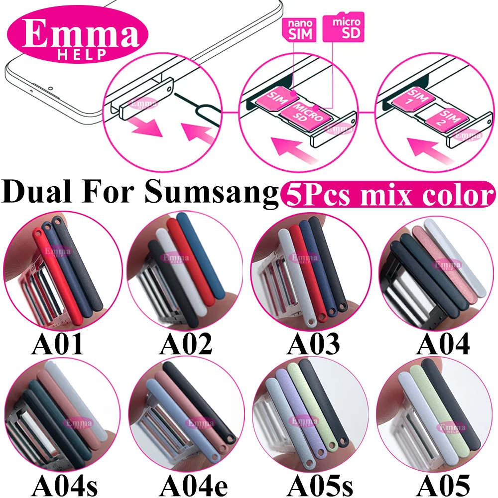 5szt Szuflada adaptera karty SIM do Samsung Uchwyt czytnika kart SIM Uchwyt gniazda karty SIM A01 A02s A03s A04s A05s A10s A20s A21s