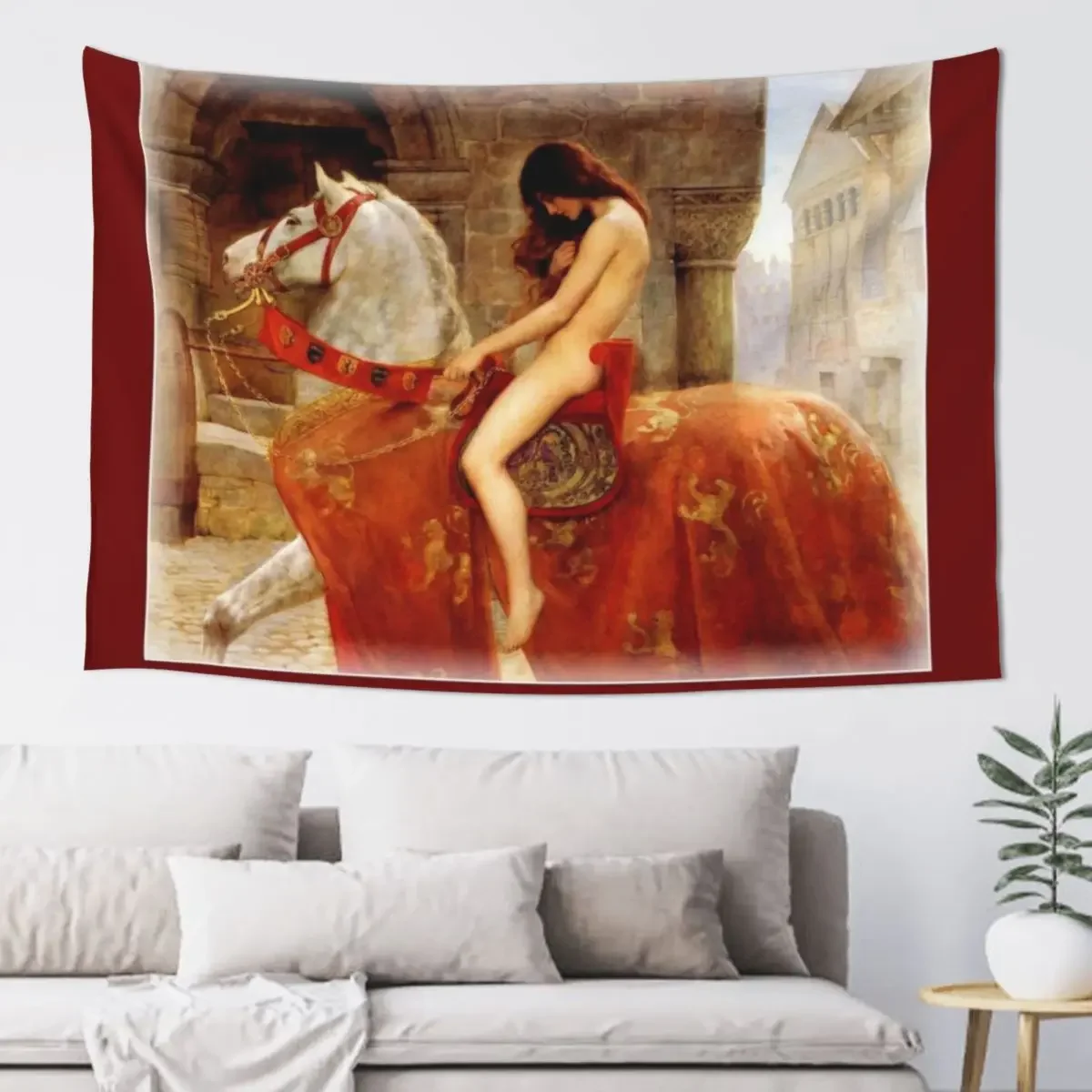 

LADY GODIVA : Vintage 1897 Portrait by John Collier Print Tapestry Things To The Room Decoration Home Kawaii Room Decor Tapestry