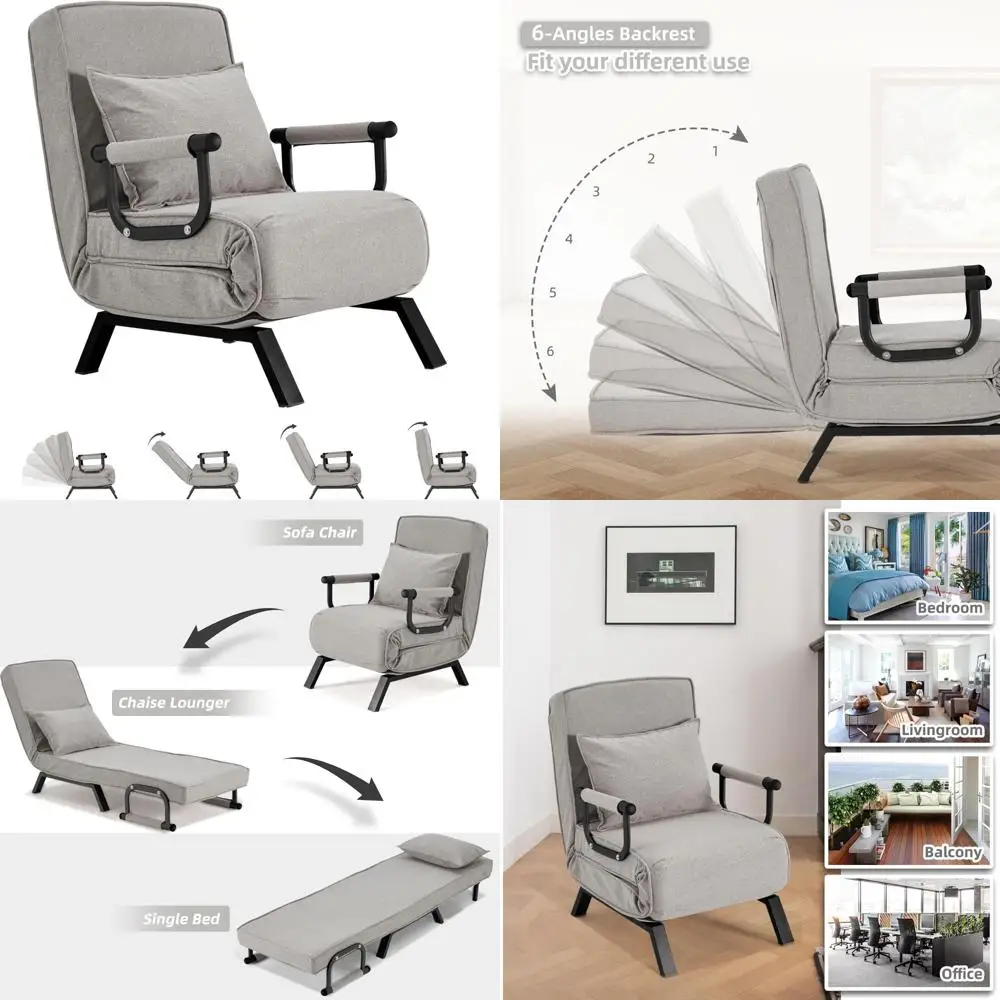 كرسي نوم منجد قابل للطي مع وسادة وأريكة استرخاء قابلة للتعديل للترفيه #1