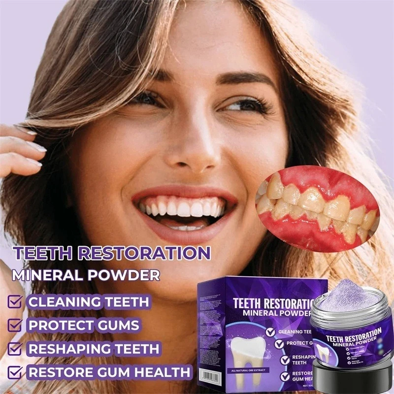 

Восстановление зубов Минеральный порошок Отбеливание Удаление пятен Укрепление зубов Улучшение запаха полости рта Фиолетовый порошок для осветления зубов