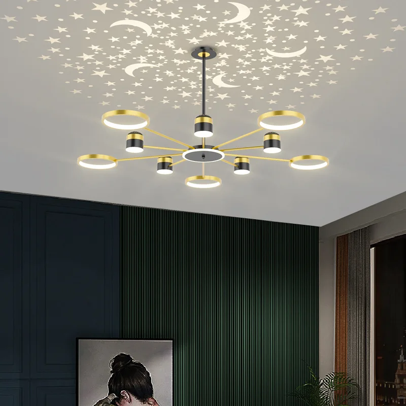 Modern LED Hanging Chandelier for Living Dining Room Bedroom Restaurant Romantic Starry Pendant Lamp Home Decor Lighting Fixture