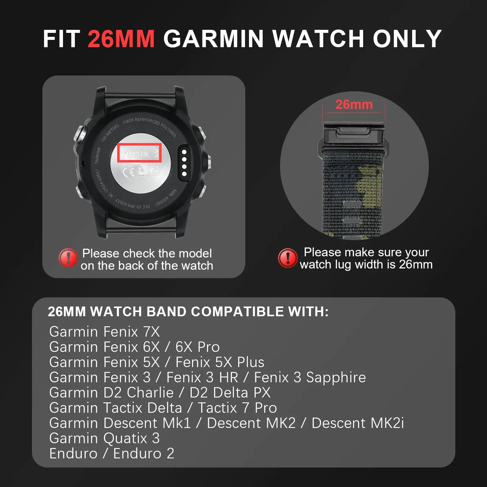 26MM 時計バンド Garmin Fenix 8 51mm、Epix pro 51mm、クイックフィット 26 ストラップ用