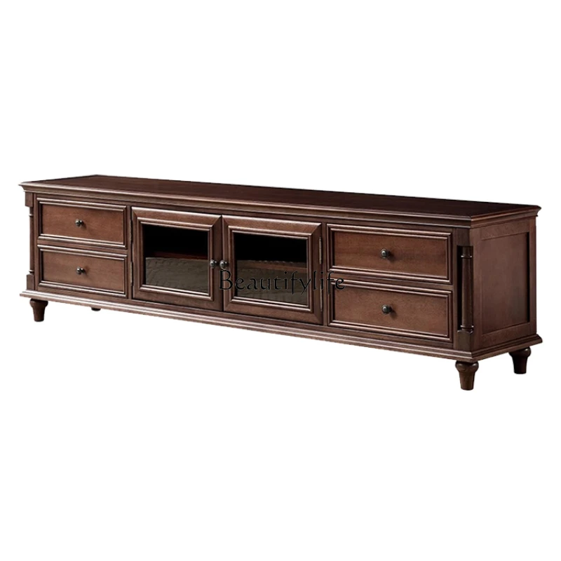 

American Solid Wood TV Cabinet Pure Solid Wood Vintage Furniture American Country TV Stand