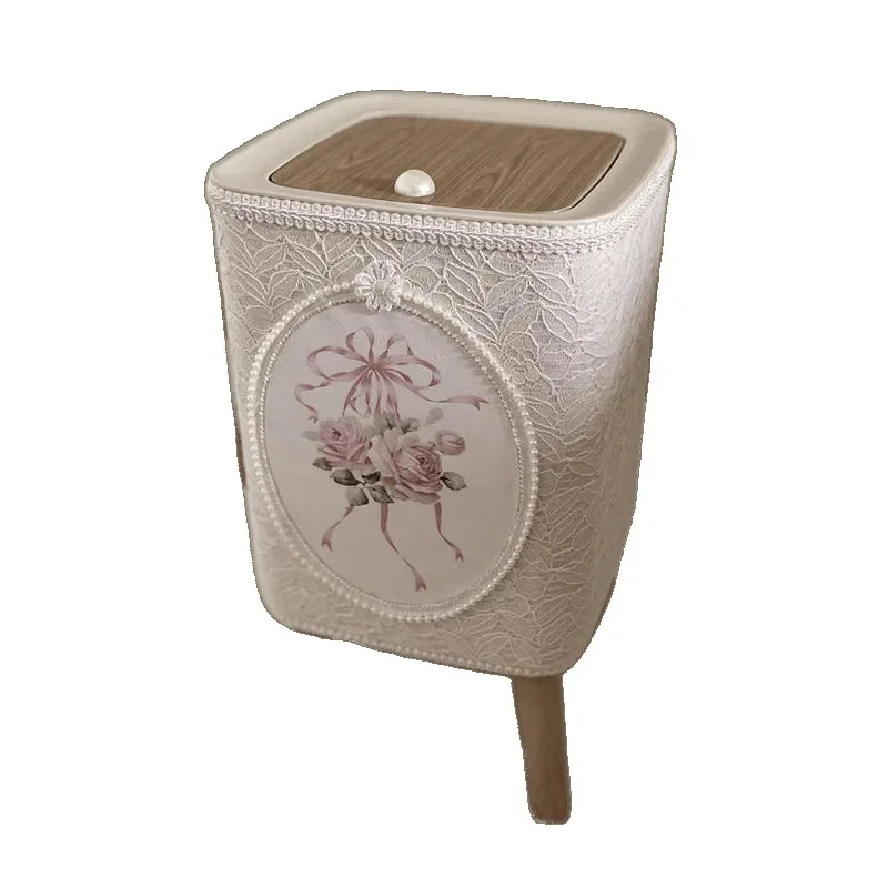 

Korean style, high-grade lace square trash can, press with lid