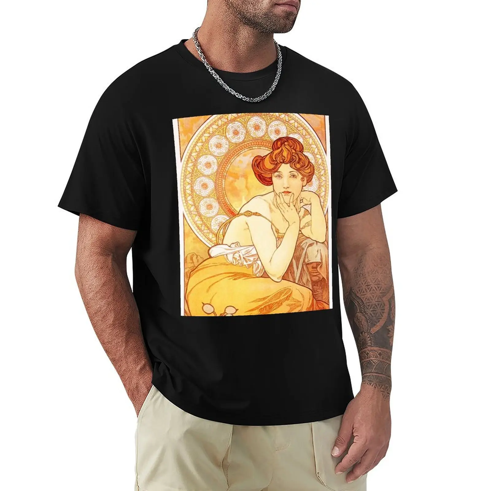 Vintage Alphonse Mucha - Topaz -c1900 Art Nouveau T-Shirt Blouse vintage t shirts Aesthetic clothing cotton t shirt men