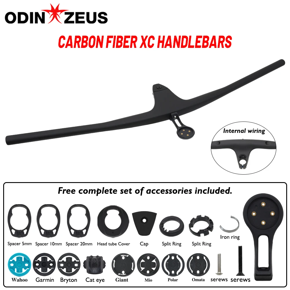 

ODINZEUS -17° Carbon Fiber MTB Handlebar, Integrated Bicycle Handlebar, 28.6mm, 50-90mm，Internal Cable Routing, MTB Accessories