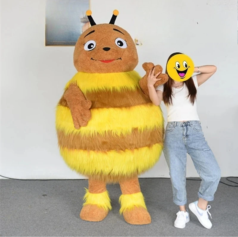 

2m/2.6m Inflatable Bee Costume Adult Funny Insect Cosplay Suit Fluffy Walking Mascot Outfit Fancy Dress for Events No Battery