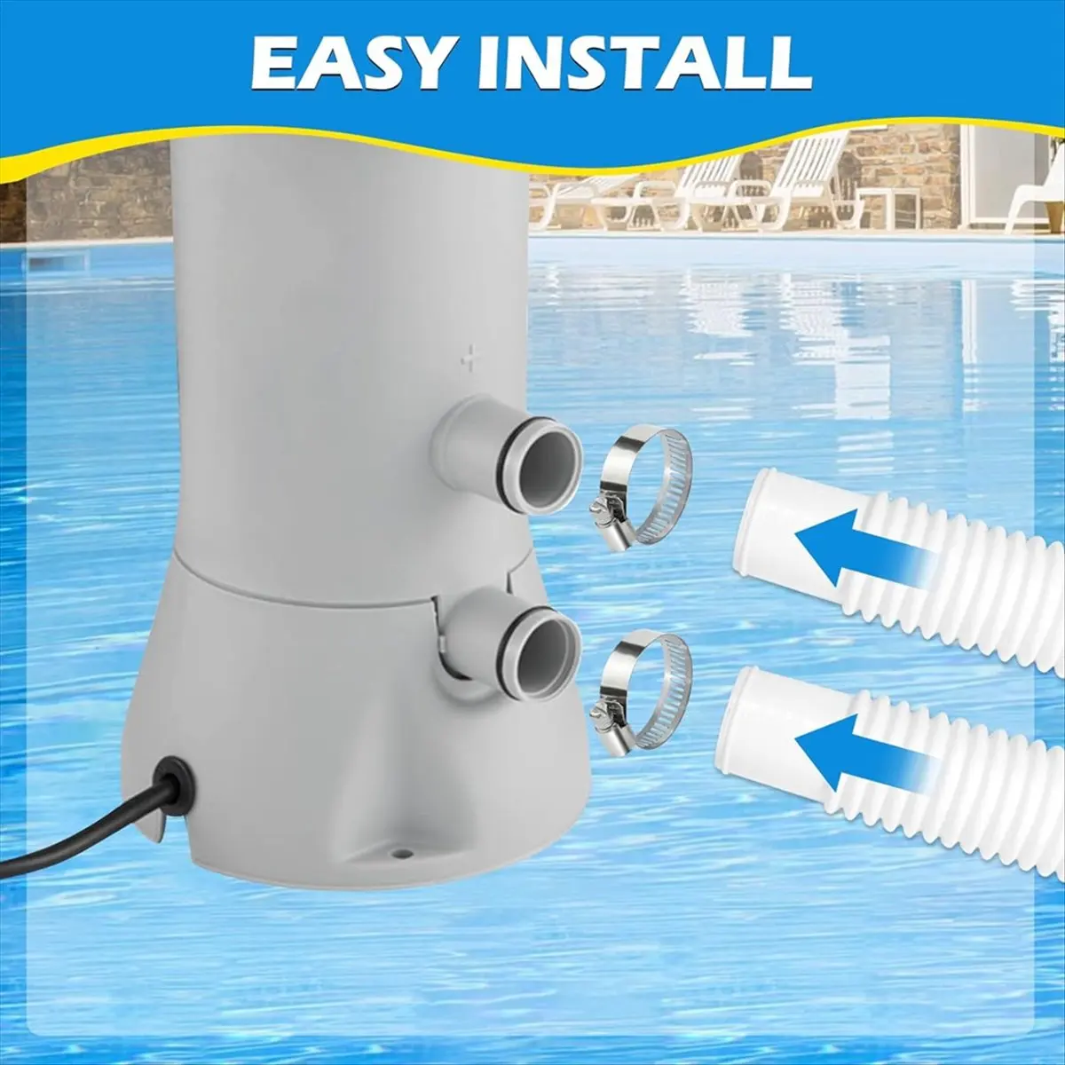 A72P 3Pcs 1.25in Pool Hose,59in Long Accessory Pool Pump Hoses for 1-1/4in Diameter All Above Ground Pool Filter Pumps
