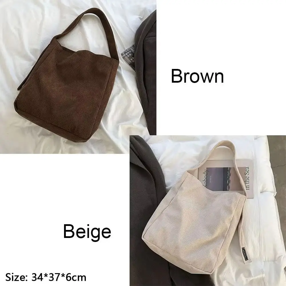 

Large Capacity Corduroy Shoulder Bag Cotton Cloth Korean Style Versatile Crossbody Bag Handbag Tote Bag Solid Color Shoulder Bag