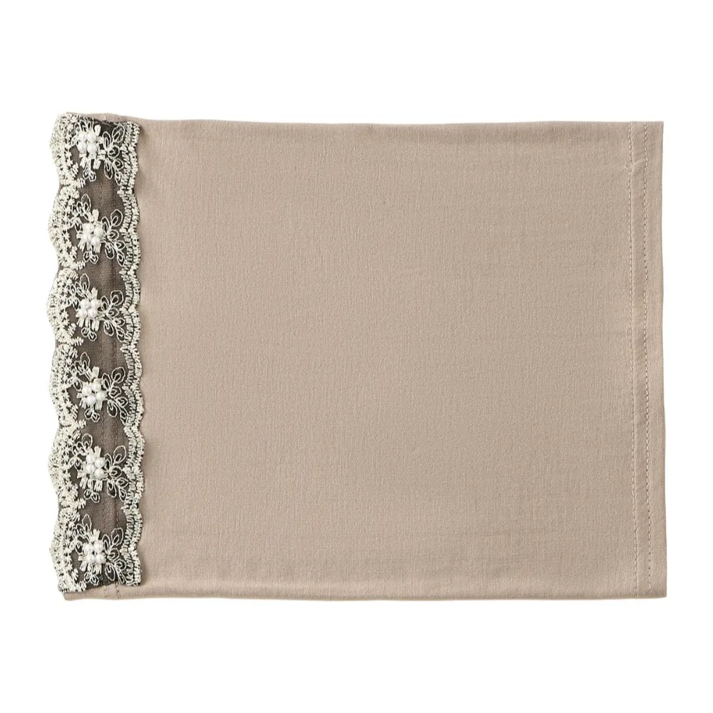 

Fashion Pearl Embroidery Instant Hijab Solid Color Jersey Material Hijab Turban Stretch Fabric Floral Lace Undercap for Women