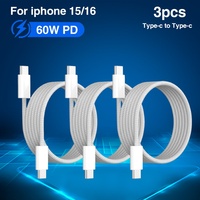 PD 60W USB C Cable for iPhone 16 15 14 Pro Max Mini XS XR iPad Fast Charging Type C to ios Cable Data Cable 1M/1.5M/2M