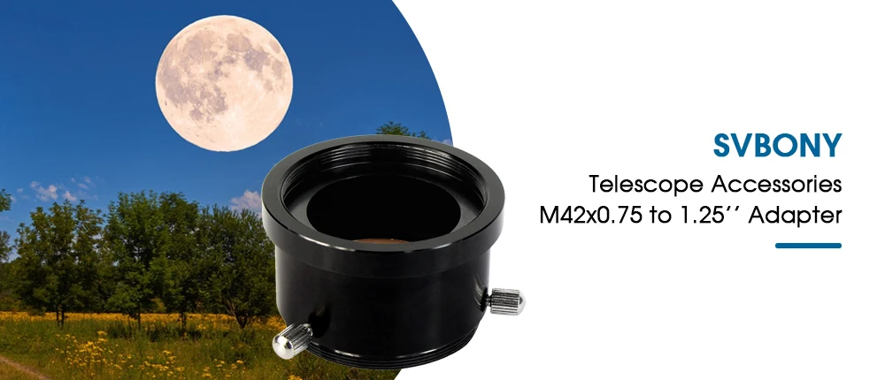 Svbony Teleskopadapter M42X0,75 auf 1,25'' mit M42-Dreifachschrauben, Astronomie-Zubehör, Messing-Kompressionsring für Sternbeobachtungsausrüstung – Detail 1