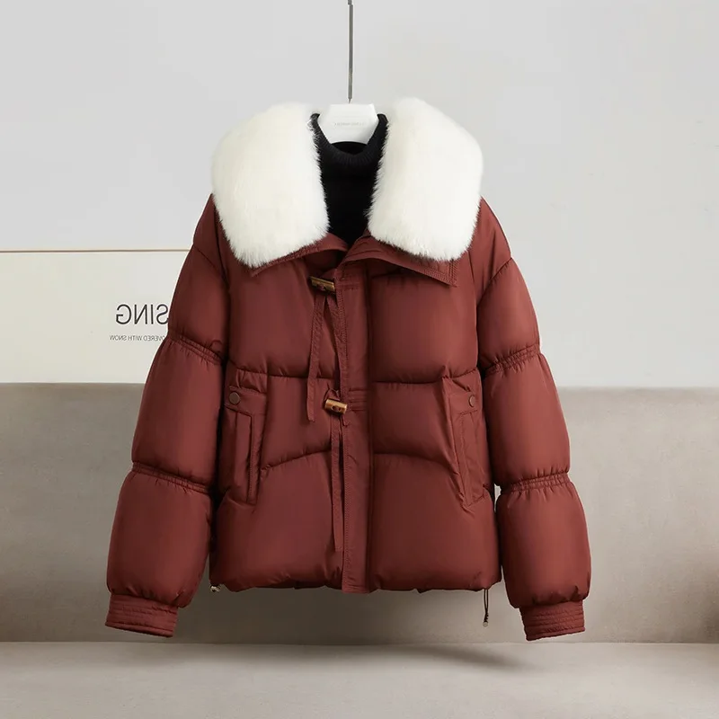 سترة نسائية فضفاضة من القطن شتاء نمط جديد النسخة الكورية طوق الفراء ملابس خارجية عصرية قمة الموضة