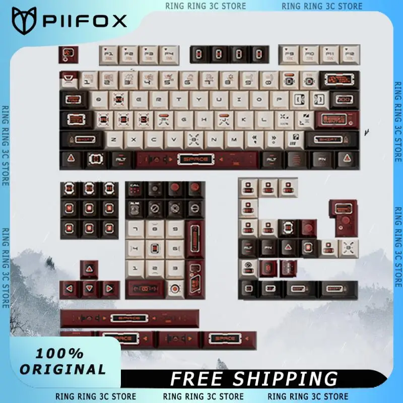 PIIFOX "Lunar Landing Program" Mechanical Keyboard Keycaps PBT Original PC Transparent Customized Gaming Keyboard Accessories