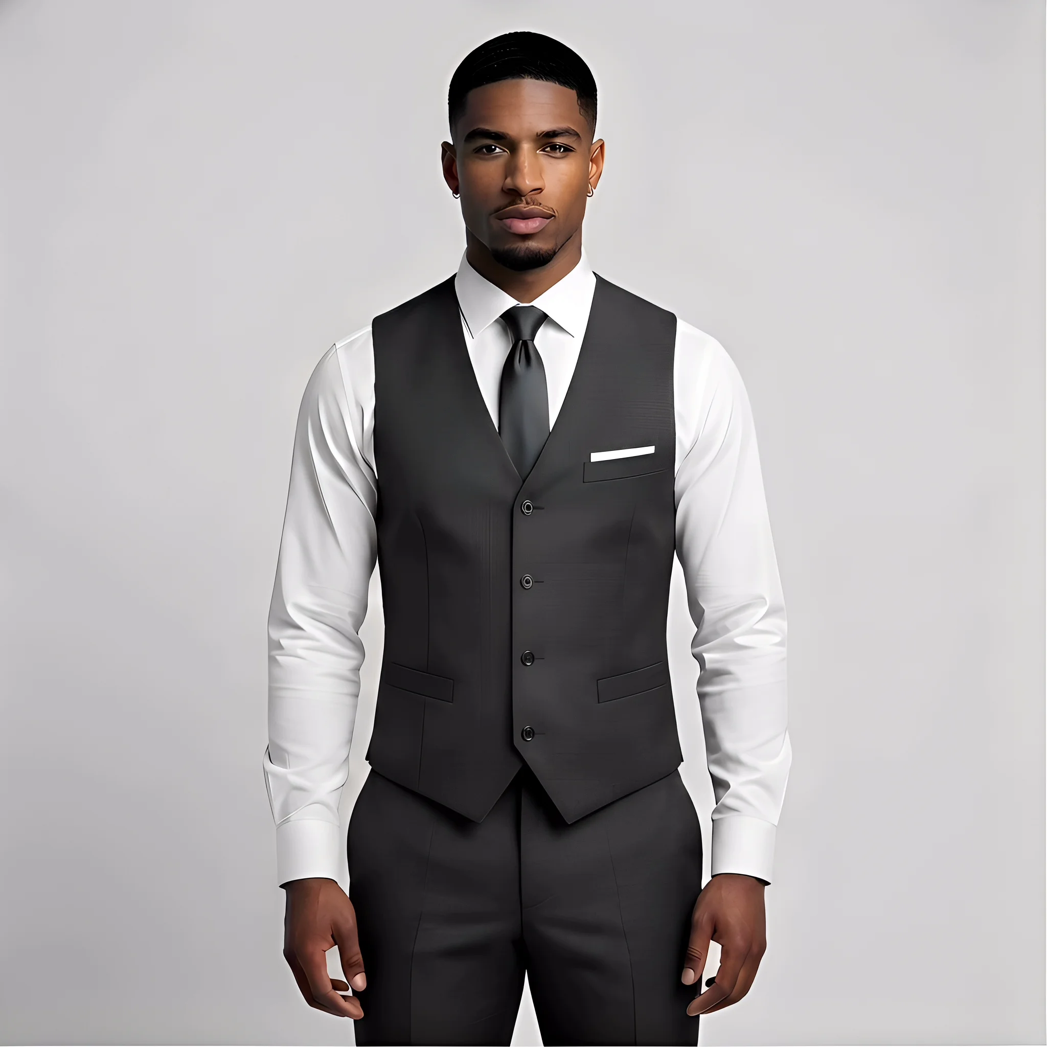 

TweedLad 1Pcs Men's Business Casual Suit Vest Men's single-breasted suit vest with fake pockets