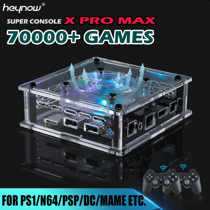 

HEYNOW X PRO MAX Retro Video Game Console Super Console 70000+ Retro Games PSP/PS1/N64/DC/MAME 50+ Emulators Android 4K TV BOX